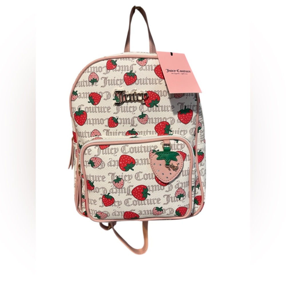 Juicy Couture White and Pink Strawberry Freshly Picked Backpack